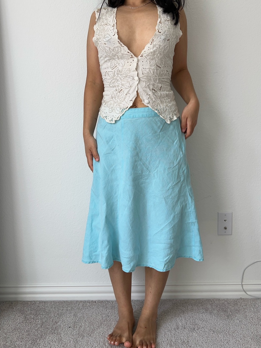 Cream Crochet V-Neck Camisole